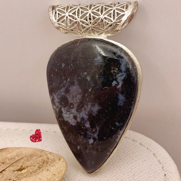 Indian Moss Agate Gemstone Handmade Pendant - Picture 5 of 7